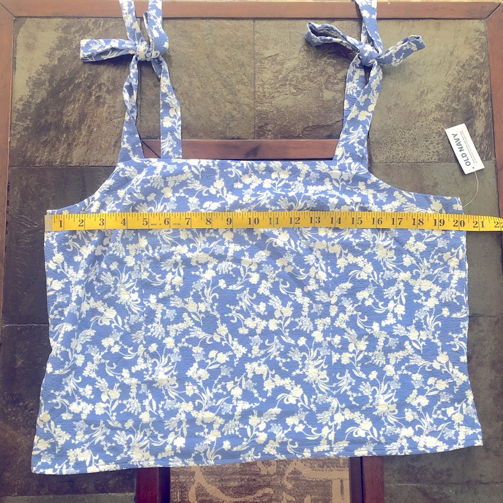 NEW Old Navy Women's Fitted Tie Shoulder Cropped Dobby Corset Cami Top Blue XL - Picture 6 of 11